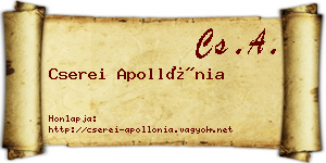 Cserei Apollónia névjegykártya